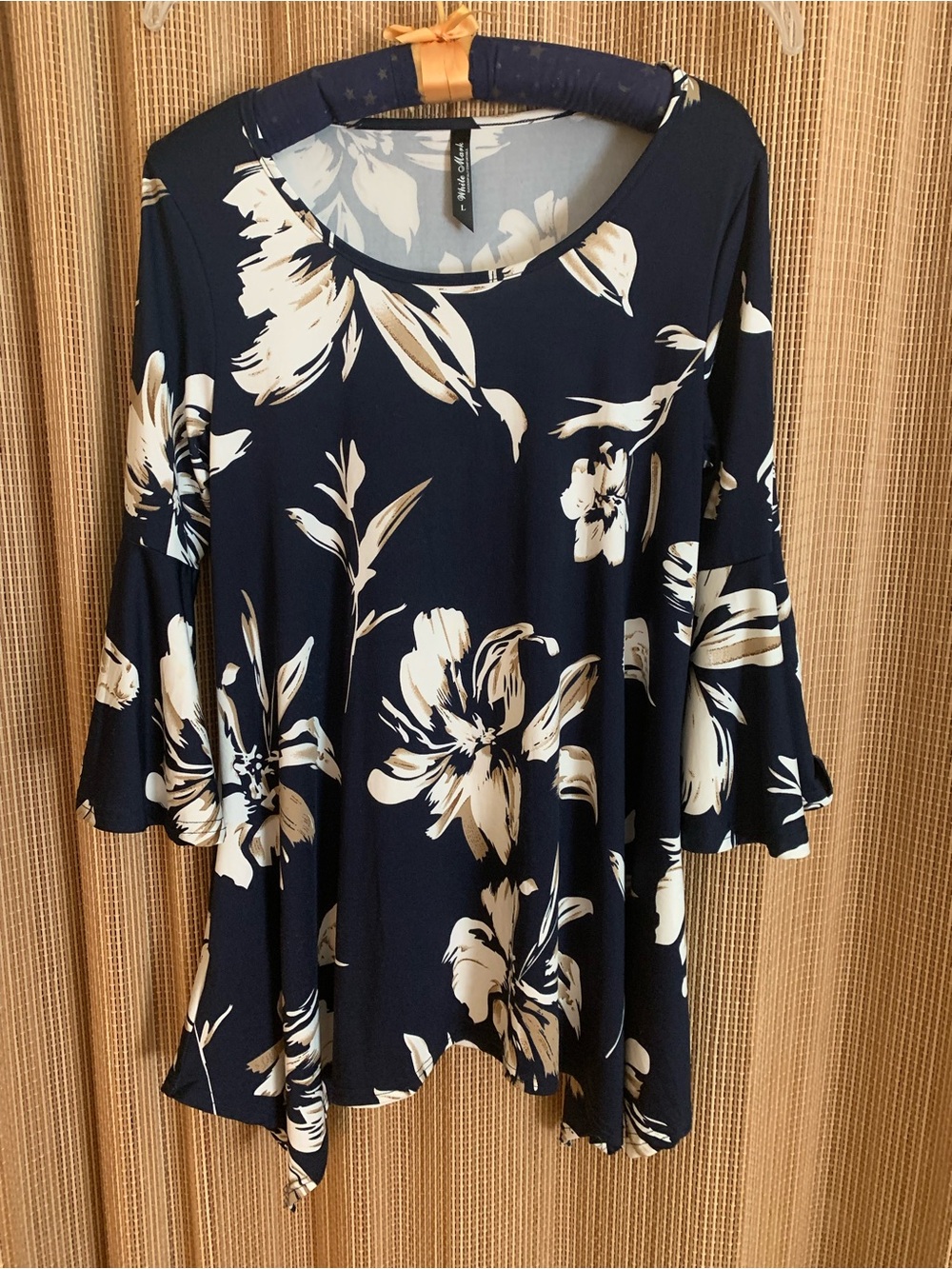 Floral Swing Top - Navy, White and Kahki